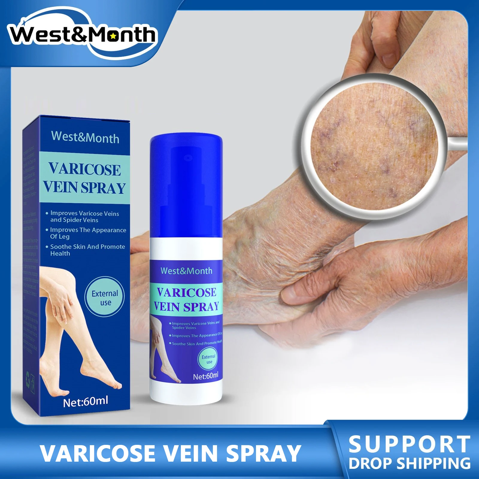 

Varicose Vein Massage Spray Relieve Leg Pain Earthworm Lumps Spider Veins Legs Bad Leg Cure Phlebitis Angiitis Soothe Treatment