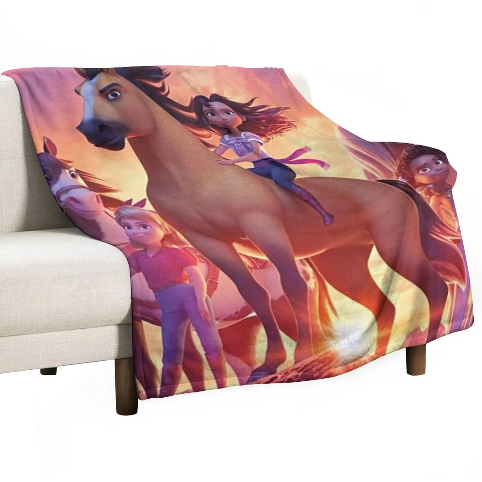 

spirit untamed 2021 poster Throw Blanket Soft Blanket Flannel Blanket