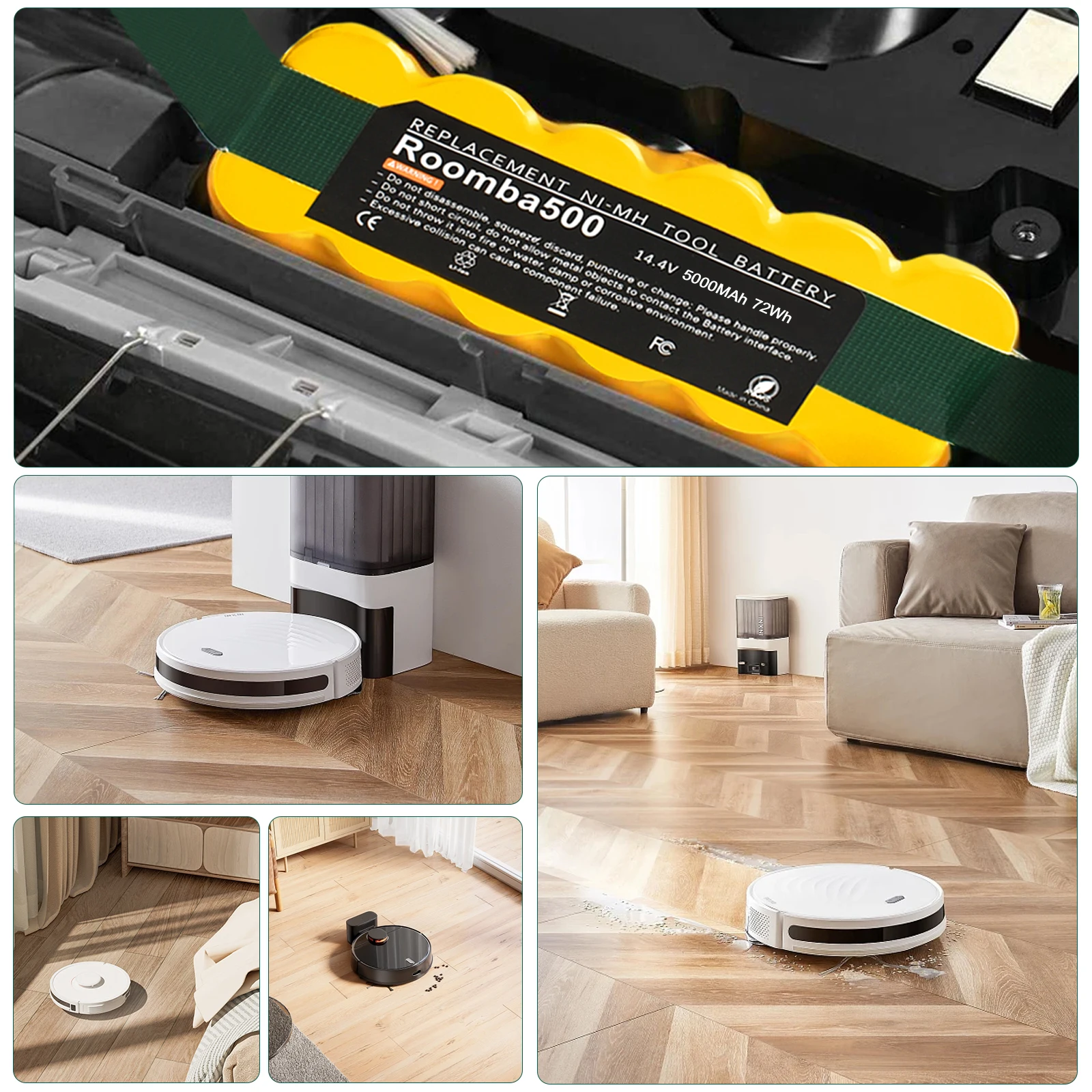 Batterie De Rechange BAKTH 4000mAh 14.4V Pour Aspirateur Robot Roomba 500-800 Séries - Compatible IRobot