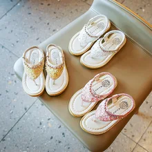 

2022 Summer New Girls Korean Style Rhinestone Fashion Cute Children Rome Shoes for Dress Party Shows Princess Shine Mary Janes