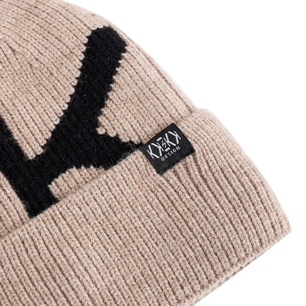 Hot Sale Unisex Winter Beanie Hat Plush Fleece Warm Cap Letter Soft Beanie Hat For Men Women Thicken Ski Sports Knitted Hat