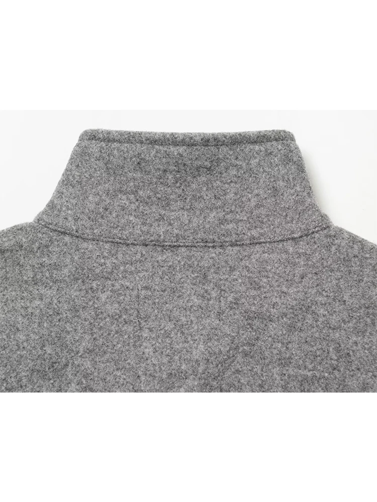 2025 Women's Casual With Pockets Oversized Bomber Jacket Coat Fashion Vintage Stand Collar Long Sleeve Zipper Female Outerwear