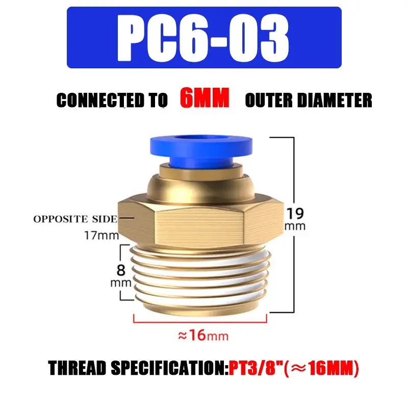 10/50PCS Pneumatic Fitting Air Connector PC 4mm 6mm 8mm 10mm 12mm Thread 1/8" 1/4" 3/8" 1/2" Hose Fittings Pipe Quick Connectors - Image 20