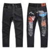 Japanese Handmade Embroidered Jeans Men's Pure Cotton Straight Tube Hip-Hop Popular Slim Red Ears Show Thin Trousers Devil Big M 2