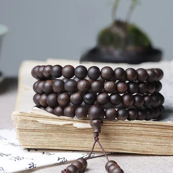 Submerged Brunei Black Kyara Agarwood Bracelet Chess Nan Wooden Bracelet 108 Buddhist Buddha Necklace Bracelet Prayer Beads 1