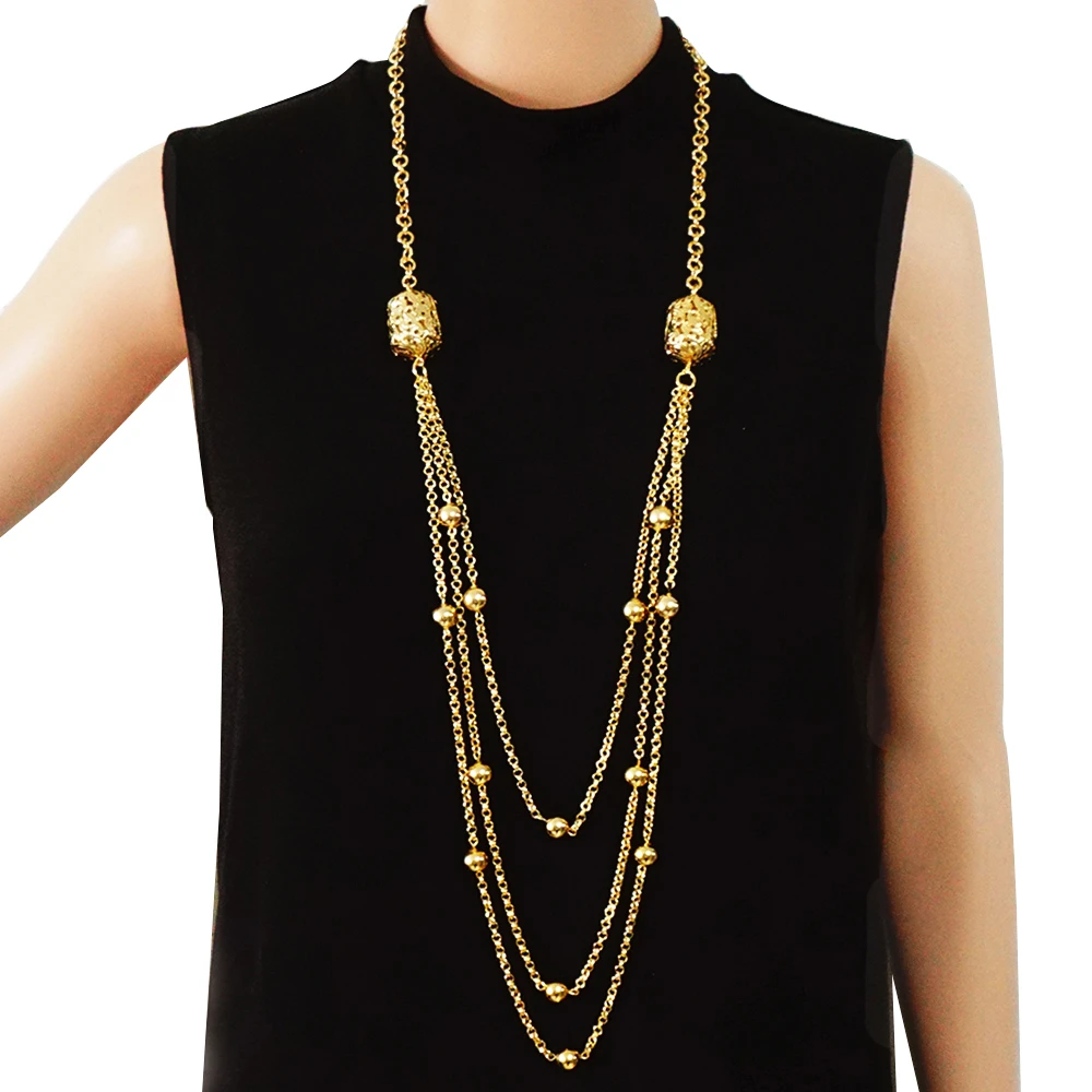 Collar con para mujer, Gargantilla, collar largo redondo Vintage, colgante de Metal, collar de cadena larga, collar de boda para fiesta|Collares de cadena| AliExpress