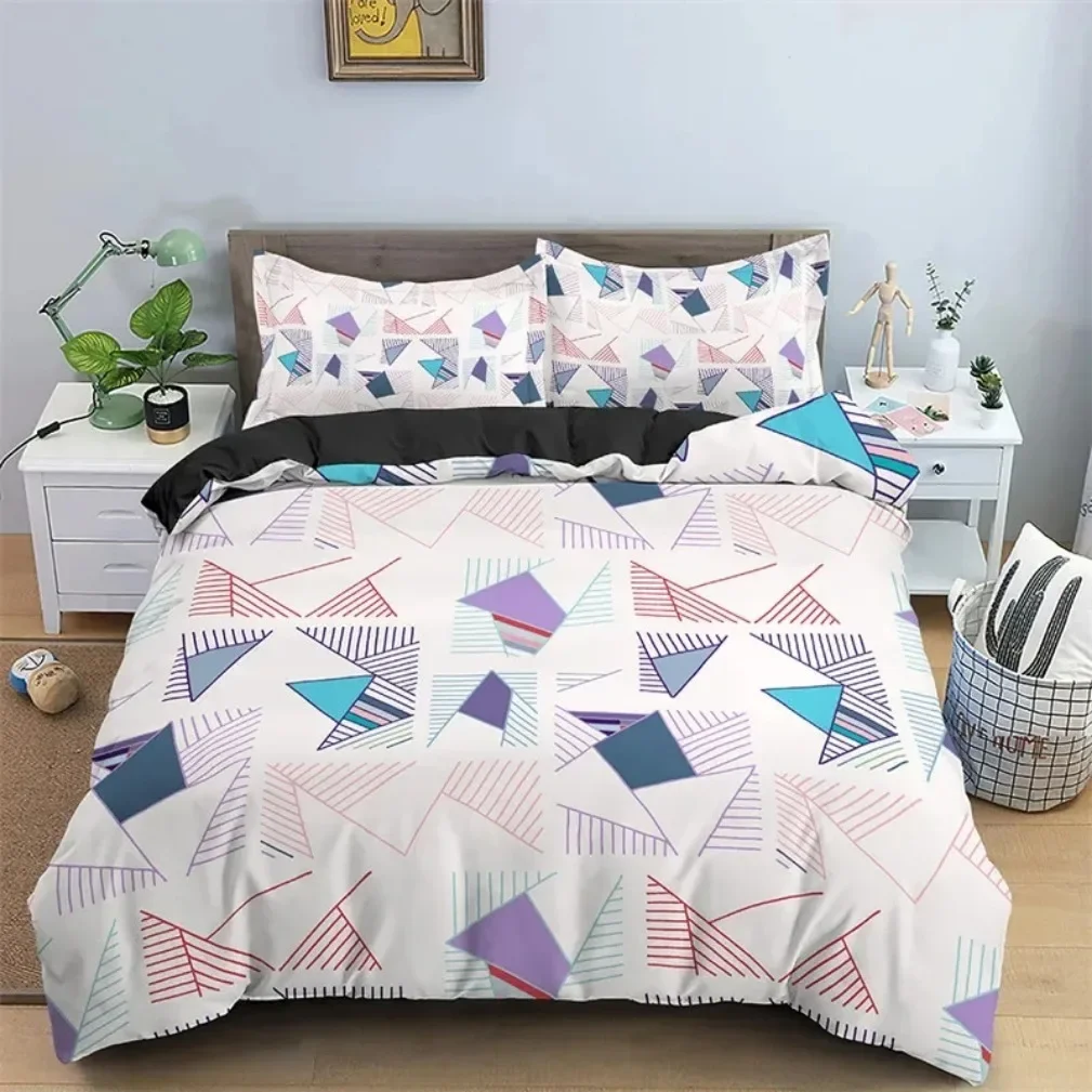 New Simple Modern Geometric Bedding Set, Geometric Trapezoid Printed Duvet Cover,Single Double Bed Quilt Cover And Pillowcase