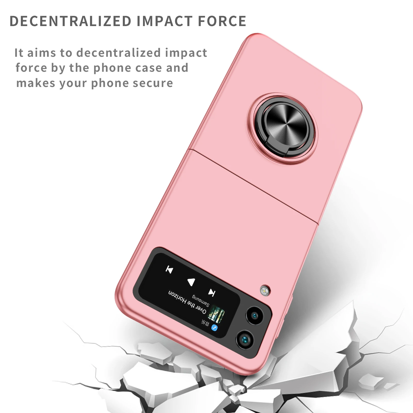 Fashion Folding Design Ring Holder Phone Case For Samsung Galaxy Z Flip 4 5G Flip4 Flip3 Flip 3 Precise Cutout Sand Cover