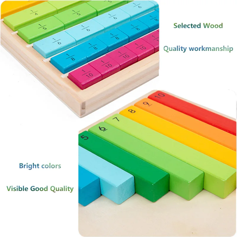 Children Montessori Math Toys Parish Color Cognitive Board Fractional Stick Arithmetic Learning Educational Toys for Children 5