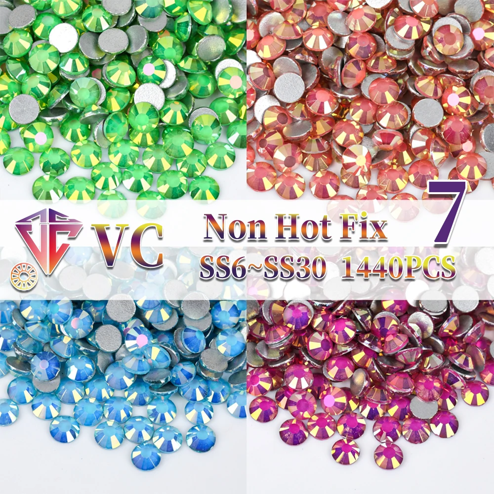 VC Quality All New Mist Series Kristall-Strasssteine ohne Hotfix-Beschichtung, Glasperlen zum Aufbügeln für Nagelkunst, Nähen und Stoffdekoration