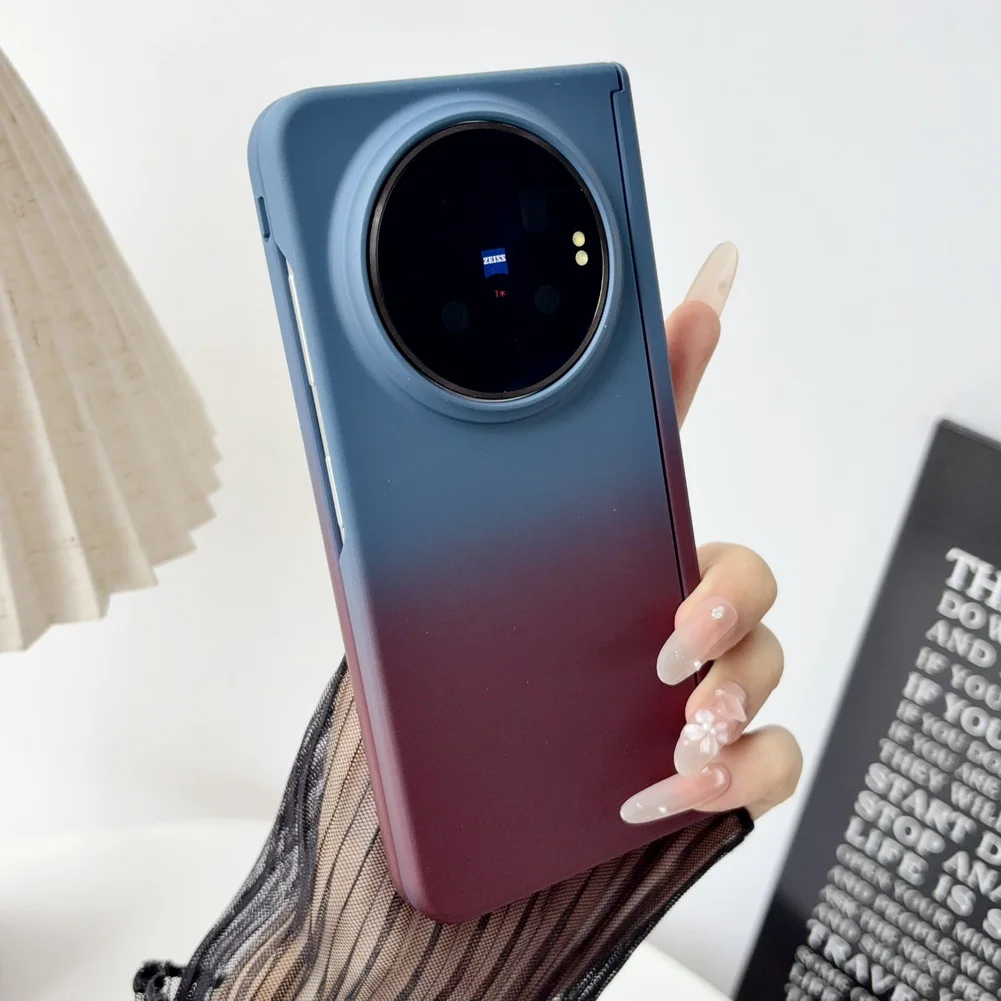 Skin-Feel Two-Tone Gradient Phone Case with Magnetic Center Shaft and Camera Protection