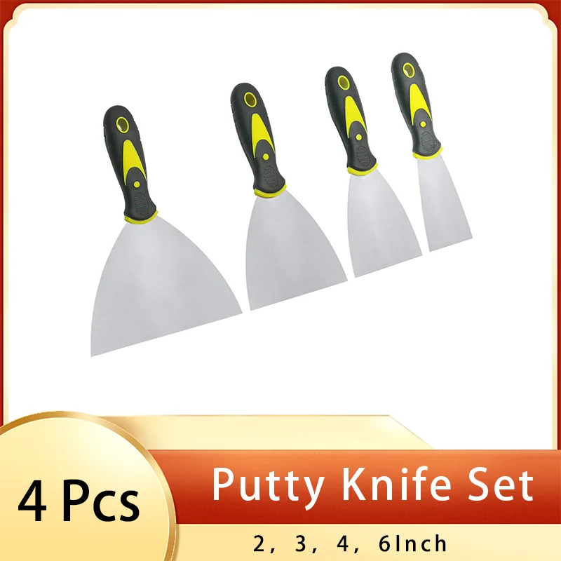 Putty Knives Grupo Raspadores de Metal Raspadores para Drywall Decalques Papel de Parede Cozimento Patching e Pintura Pcs