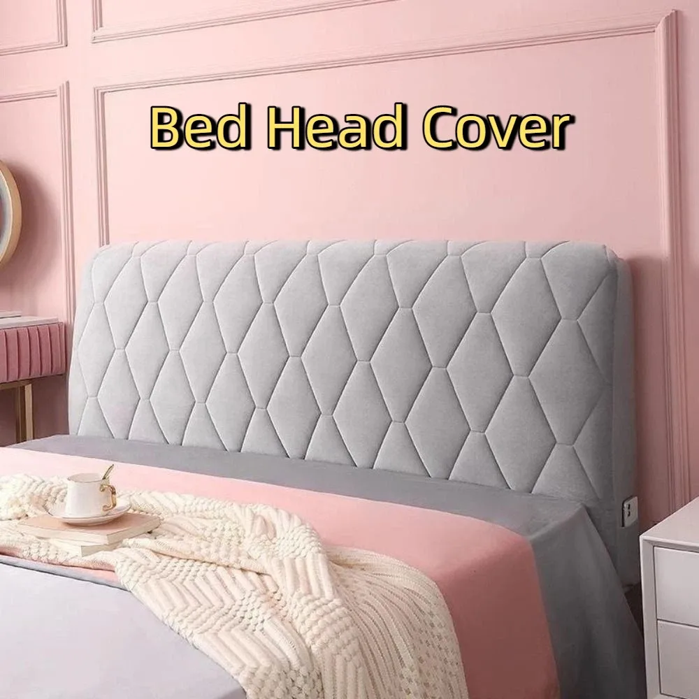 Simple Velvet Quilted Bed Head Cover Thickened Solid Color Bed Back Protector Cover Soft Dustproof Bedside Cover for Home Decor
