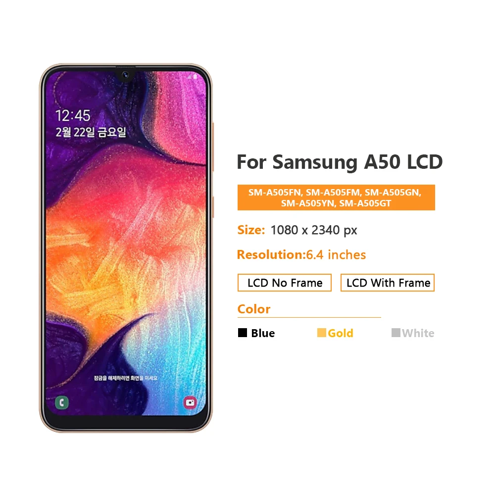 LCD ÷ ġ ũ Ÿ,  , Ｚ A50 SM-A505FN DS A505F DS A505, 100% ׽Ʈ Ϸ