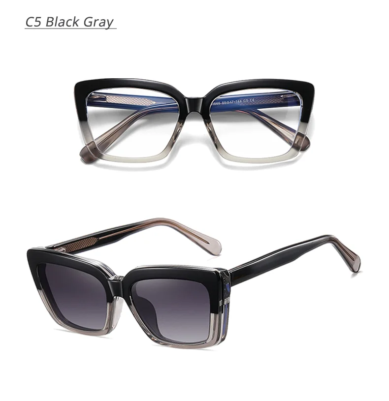 2025 Trend Brillengestell Frau 2-in-1 Damen-Sonnenbrille Luxus Designer Cat Eye Brille Damen Magnet Clip On Brille Zero – Detail 11