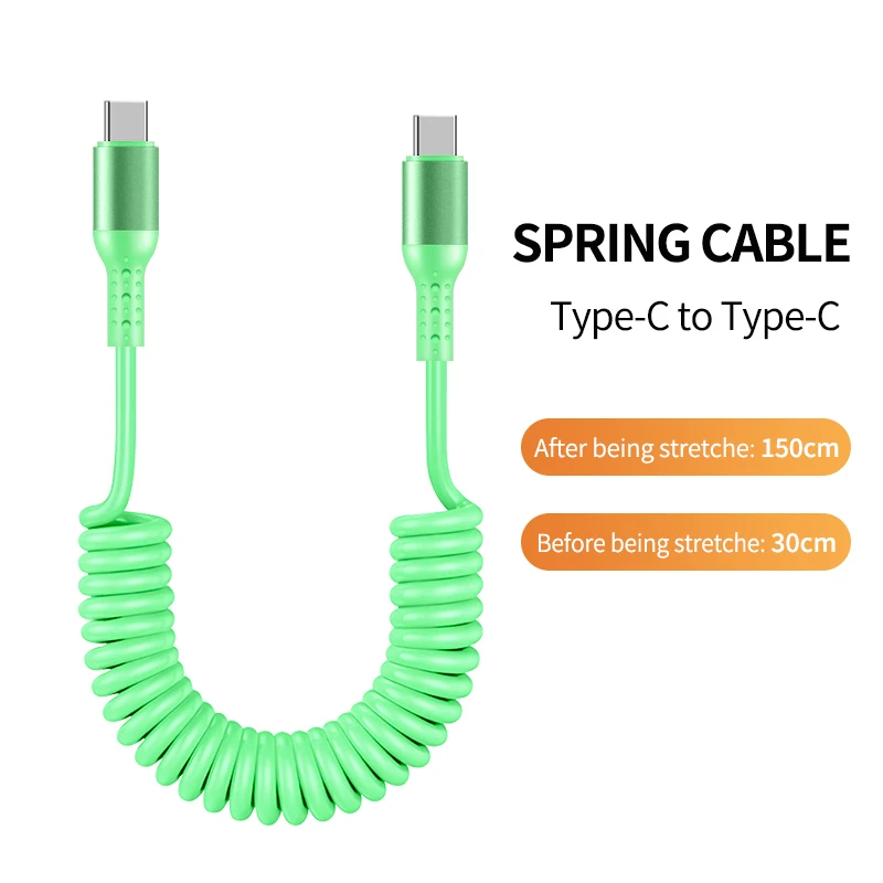 Fast Charging Coiled USB C Cable - Retractable Data and Charge Cord