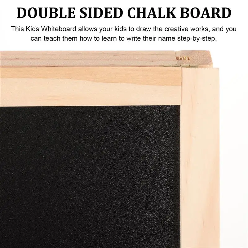 1 Set of Chalkboard Signs Double Erasable Whiteboard Double-sided Blackboard Wooden Stand Massage Board Students Chalk Board