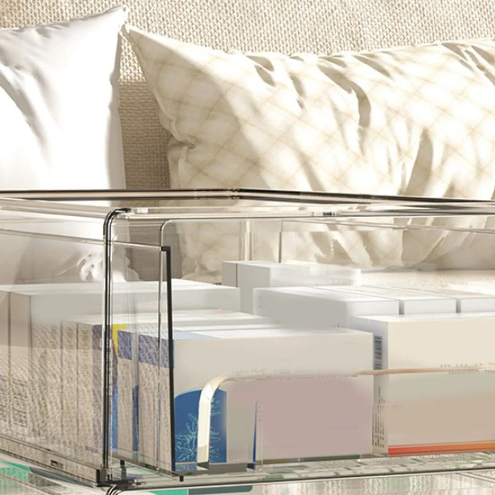 Acrylic Storage Box, Clear Drawer Organizer Stackable Dustproof Large Capacity Elegant Acrylic Desktop Organizer