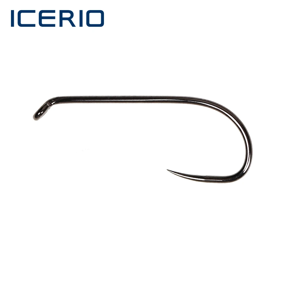 

ICERIO 100PCS Black-nickel Barbless Long Shank 1X strength Wide gap Forged Streamer Stonefly Bugger Fly Tying Fishing Hooks