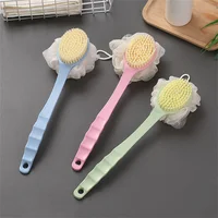 Soft Hair Massage Bath Brush Long Handle Back Rub Brush 2 In 1 Bath Brush With Bath Ball Bath Brush Double Side Scrub Brush 1