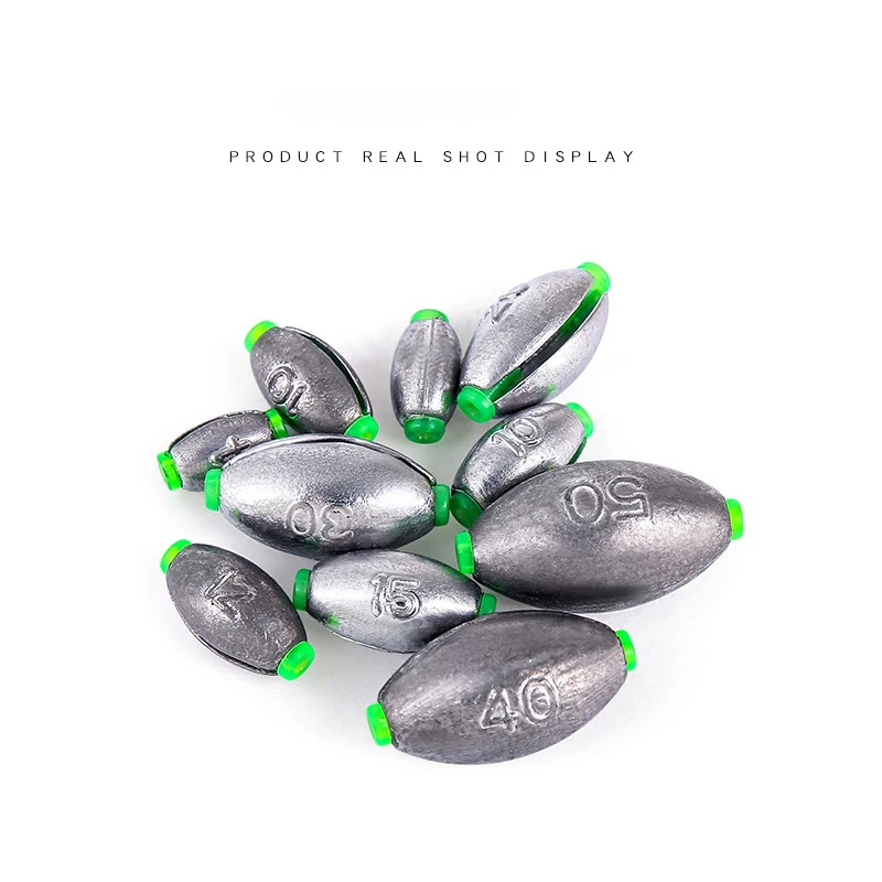 Plombs olive avec tube plastique 2g-50g - Plombs ouverts écailles pour pêche mer changement rapide