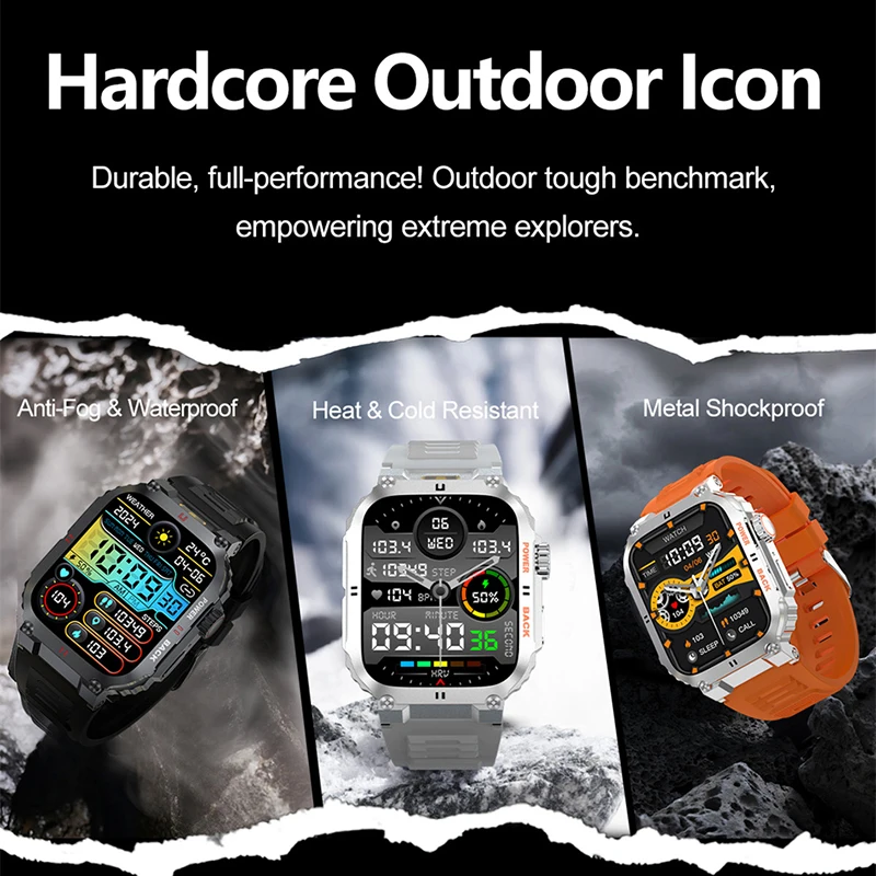 2026 Outdoor Military Smartwatch Men Bluetooth Call Smart Watch 3ATM IP68 Waterproof Rating Sports Fitness Watches Man 2025 New