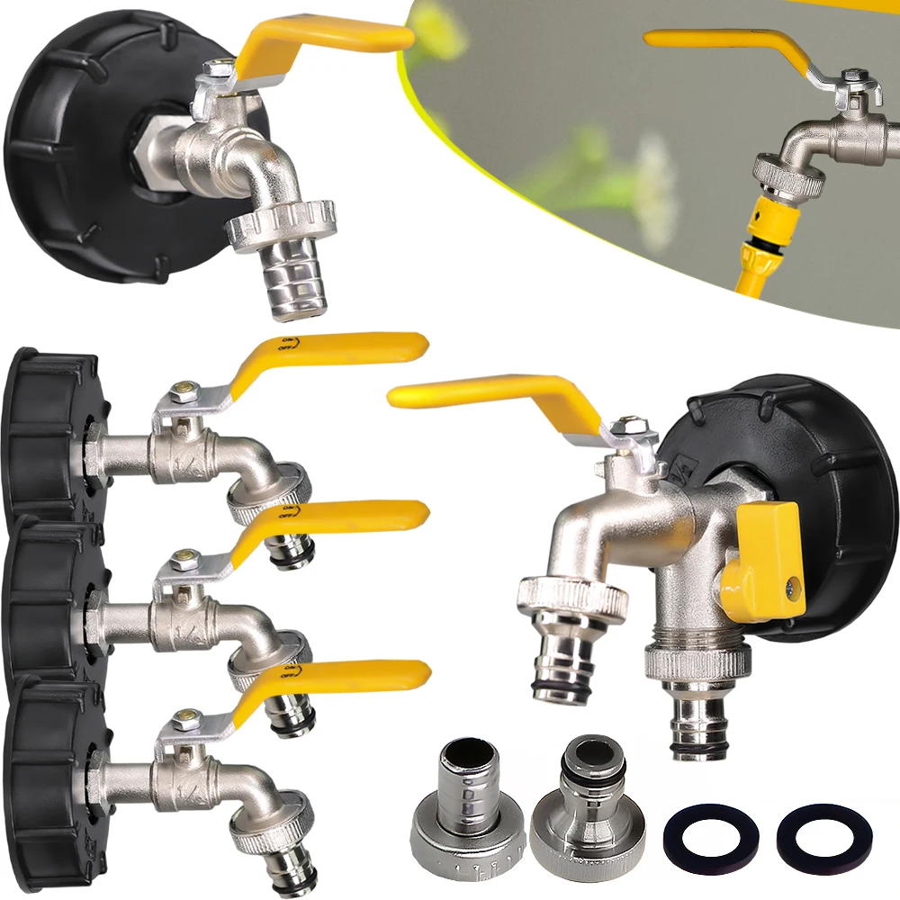 S60 1/2 ''Ibc Connettore Serbatoio Acqua 2 Vie 1 Via Giardino Irrigazione Rubinetto Adattatore Rubinetto In Ottone Raccordo Di Ricambio Valvola A Sfer