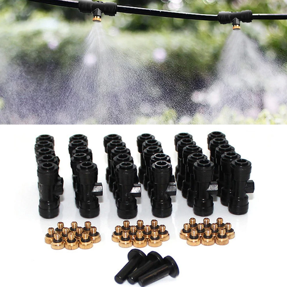 11/21/42/63pcs Misting Nozzles Kit Include Brass Fog Nozzles and 1/4" T