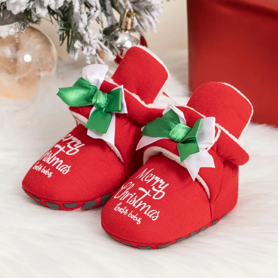 KIDSUN Indoor Christmas Baby Shoes Boy Girl Crib Socks Cotton