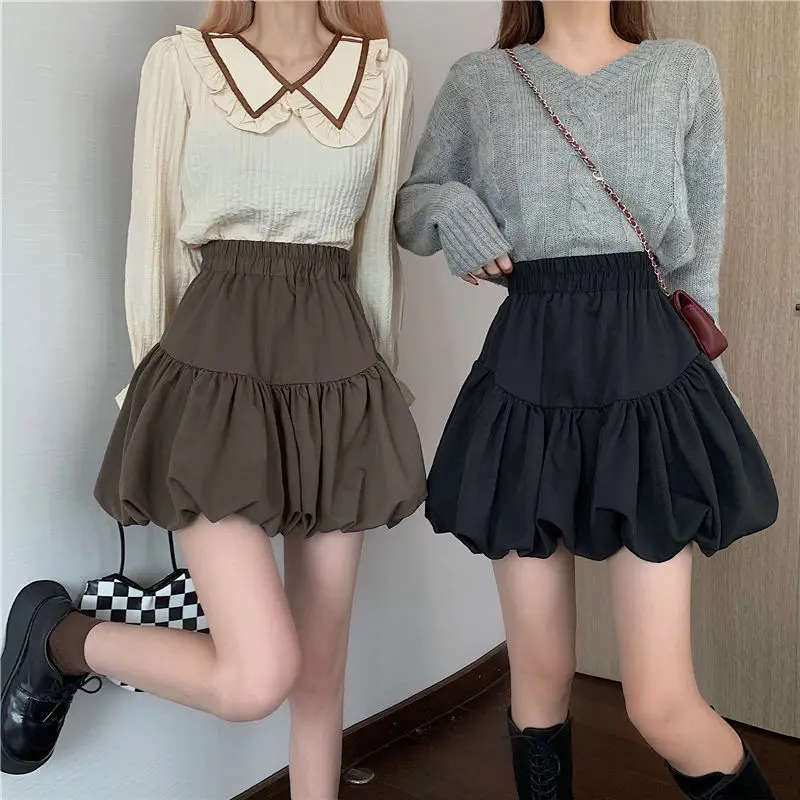 

Kawaii Mini Skirt for Women Girl Harajuku Vintage Ruffle Elastic Waist Short Skirts Japanese Streetwear Clothes Clothing 2022