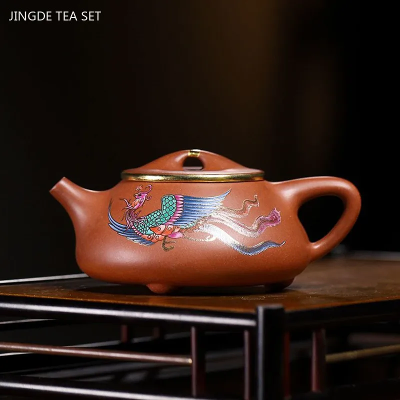 

230ml Chinese Yixing Purple Clay Tea Kettle Handmade Beauty Stone Scoop Pot Raw Ore Zhu Mud Filter Teaware Zisha Tea Accessories