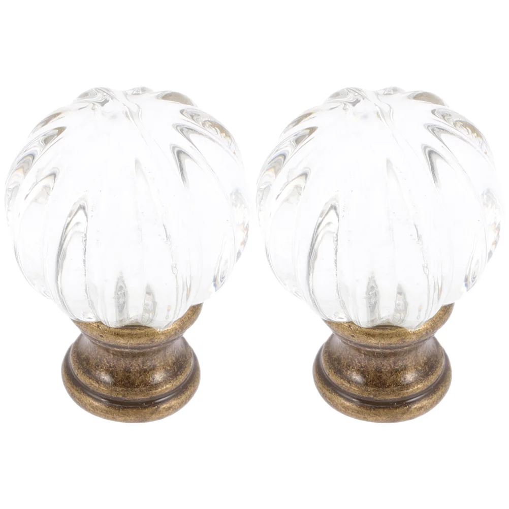 

2 Pcs Shade Knob Finials DIY Lamp Parts Ceiling Decor Lighting Decoration Bed Post Glass Copper Desk