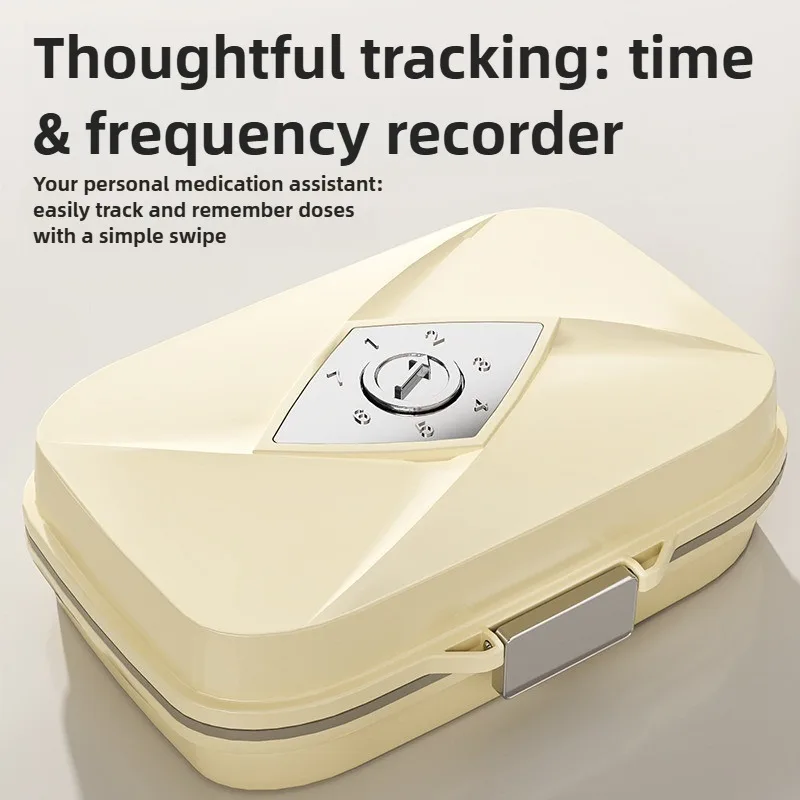 Record Time Medicine Box 7 Days Organizer 7 Grids Weekly Pill Case Portable Pill Cases for Vitamins Medicine Fish Oils Storage