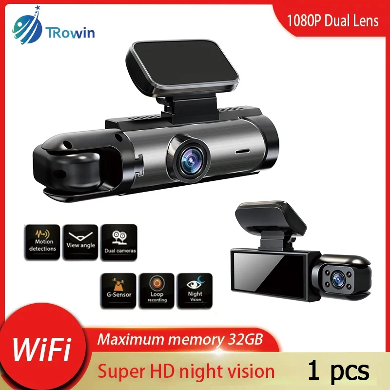 

1 PCS Dash Cam Car Dvr WIFI 1080P Dual Lens Wide Angle Front Inside Camera IR Night Vision Parking Monitor Video Recorder
