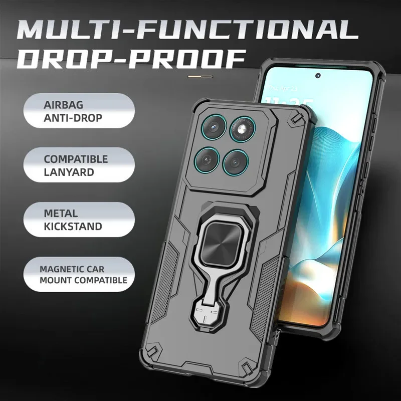 Magnetic Ring Bracket Armor Case with Lens Protection and Shockproof Coque Design