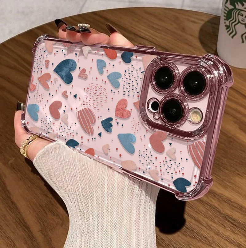 Elegant Love Heart Plating Soft Shockproof Case Cover