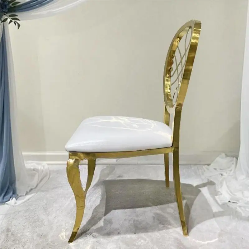 High back stainless steel metal leg wedding banquet living room dining chairs
