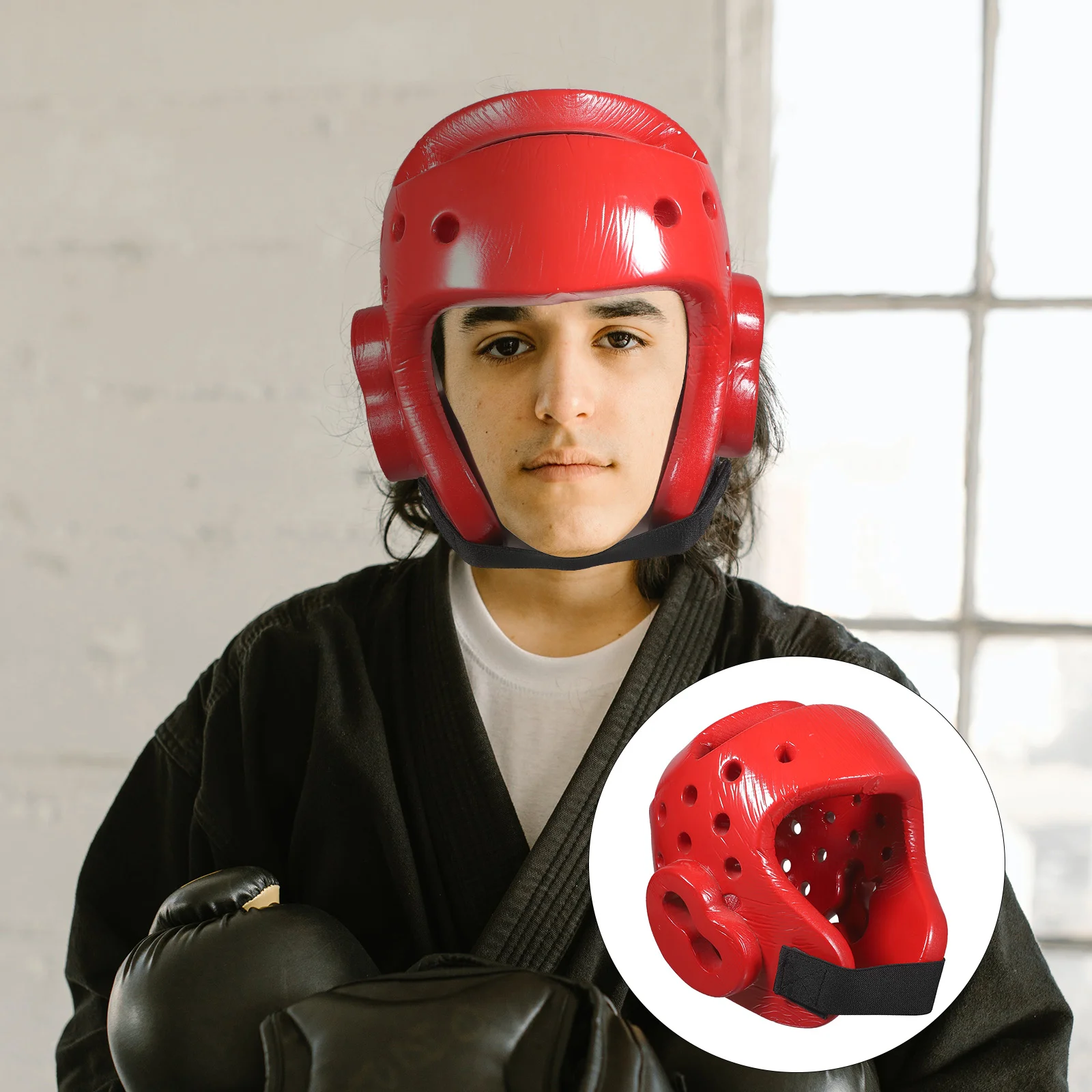 

Kids Sparring Headgear EVA Taekwondo Helmet Absorbant Kickboxing Player Air Vented Head Shield - Size M (Blue)
