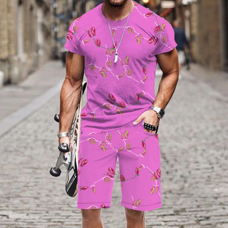 

Men's T-shirt Set O Neck 3D Printed Short Sleeve 2022 New Fashion Hot Hip-hop Funny Street Luxury Summer Sportswear Harajuku