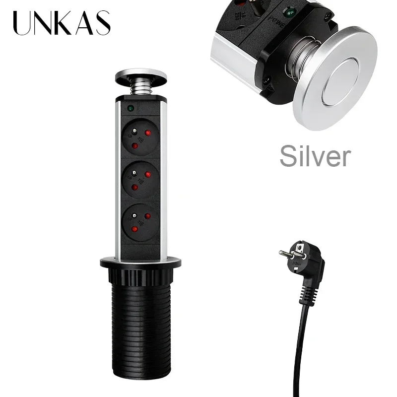 Sleek Retractable Black Pop-Up Power Socket