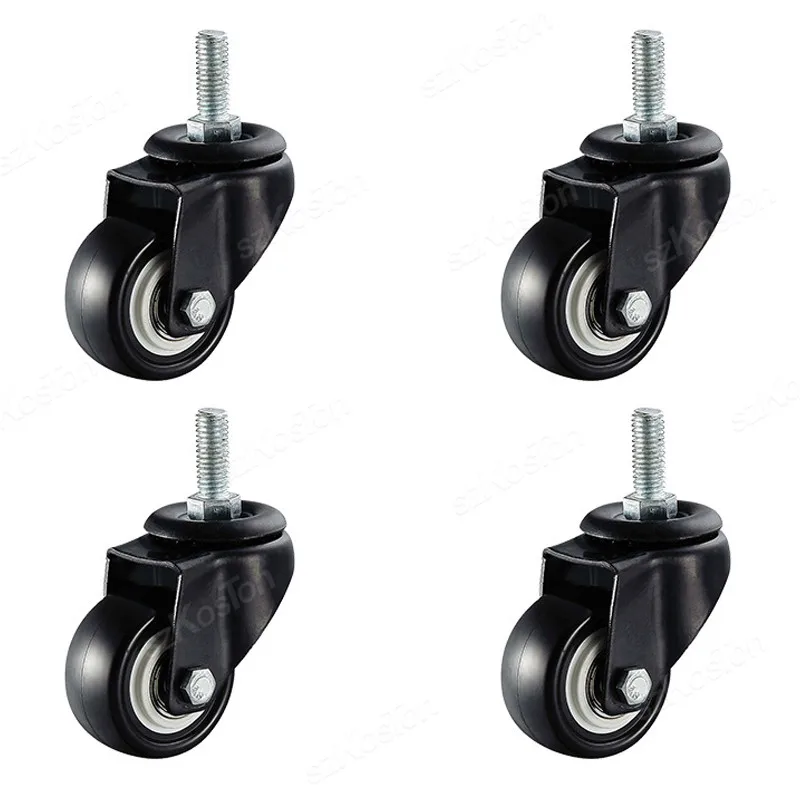 4 יחידות / ערכת גלגלי רהיטים 1.5 / 2 אינץ 'M8 / M10 חוט גזע סוויבל ללא / עם בלמים שולחן קפה כבד כיסא עגלה