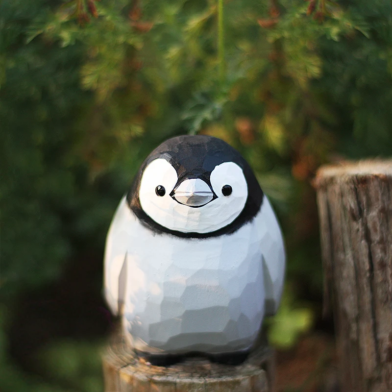 

Emperor Penguin Baby Handmade Wood Carving, Fat Bird, Solid Wood, Home and Office Decoration, Penguin Figurine