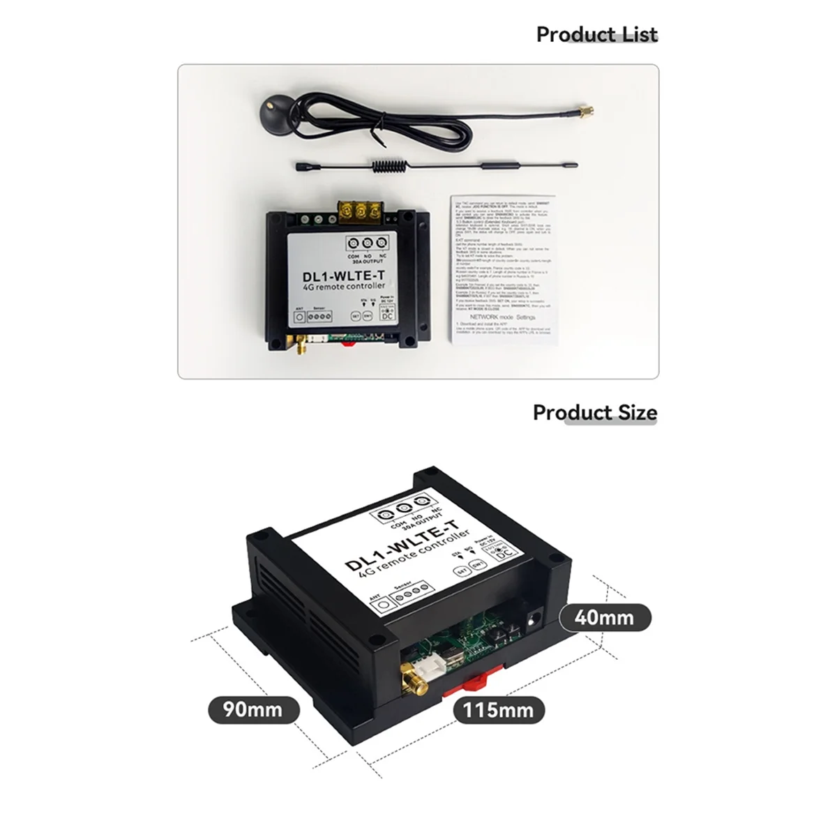 HFIL_Smart 4G LTE Remote Controller DL1-WLTE 30A Relay ON/OFF Switch with Sensor Dial SMS WEB APP Control DL1-WLTE-T