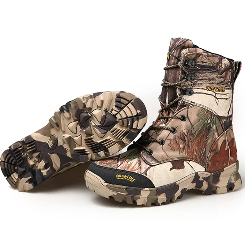 Men Camo Boots Leather Waterproof Camouflage Printed Special Forces Desert hunting Shoes Combat Tactical Ankle Boot