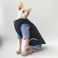Cat Clothes Sphinx Hairless Cat Devon Cat Autumn Winter Cotton Warm High Collar Knitwear Clothing for Cats