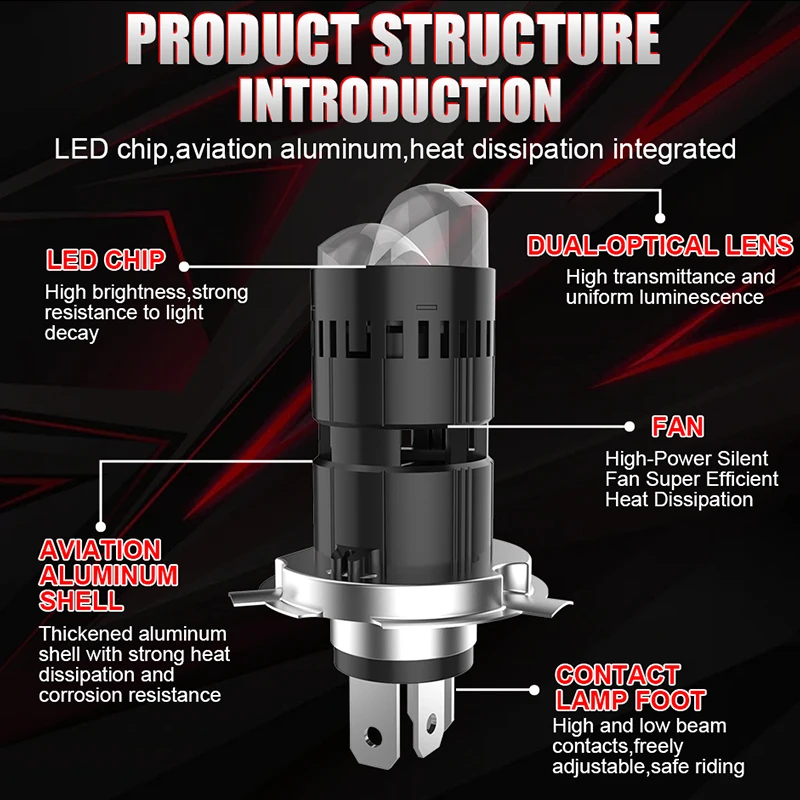 6000W H4 LED 헤드라이트 전구 프로젝터 렌즈 CANBUS 슈퍼 브라이트 6600000Lm 6000K 터보 팬 자동차 조명 9003/HB2 자동차/오토바이용