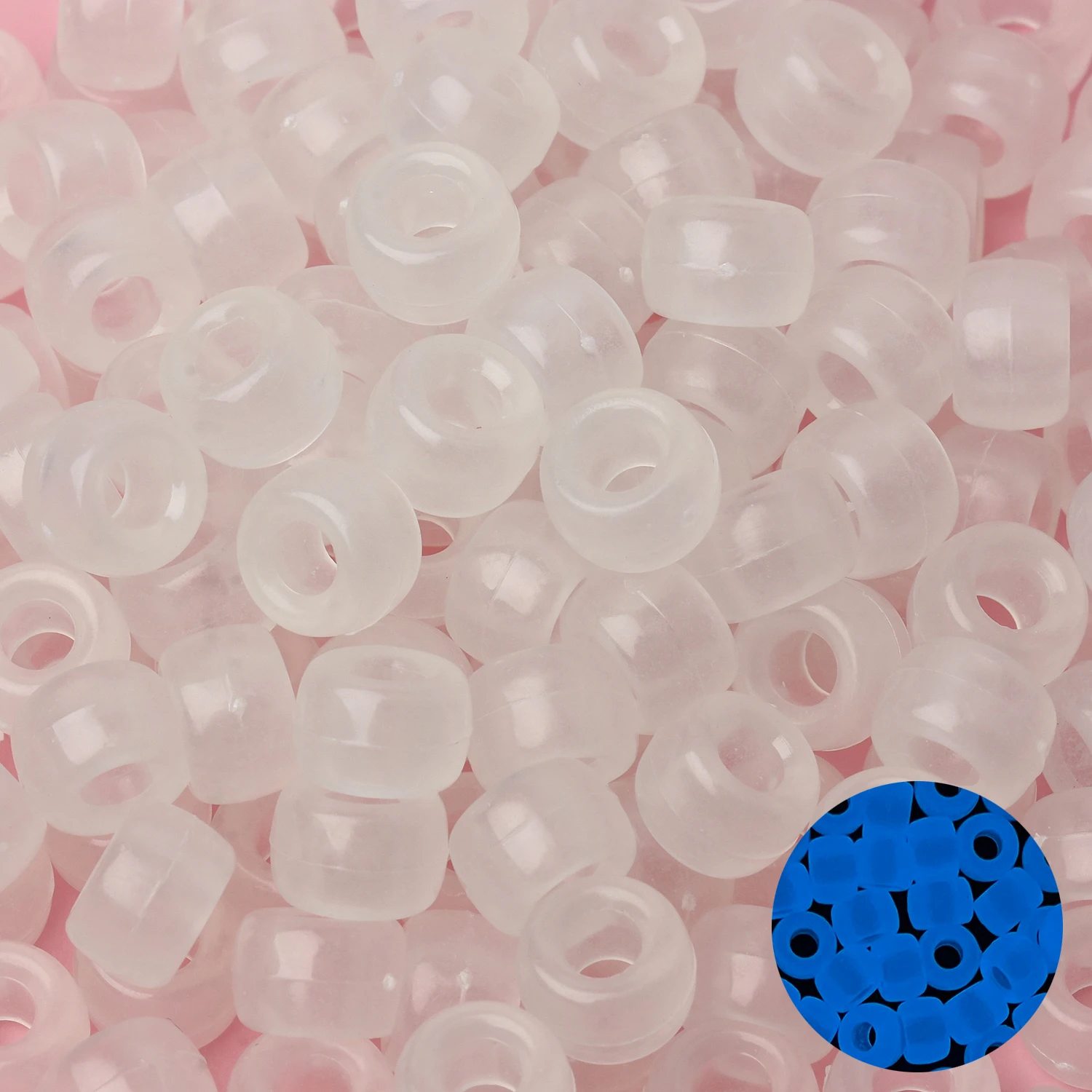 Set of 100 Luminous Acrylic Pony Beads – Large Hole Spacer Beads for DIY Crafts, Jewelry, Bracelets, and Hair Accessories