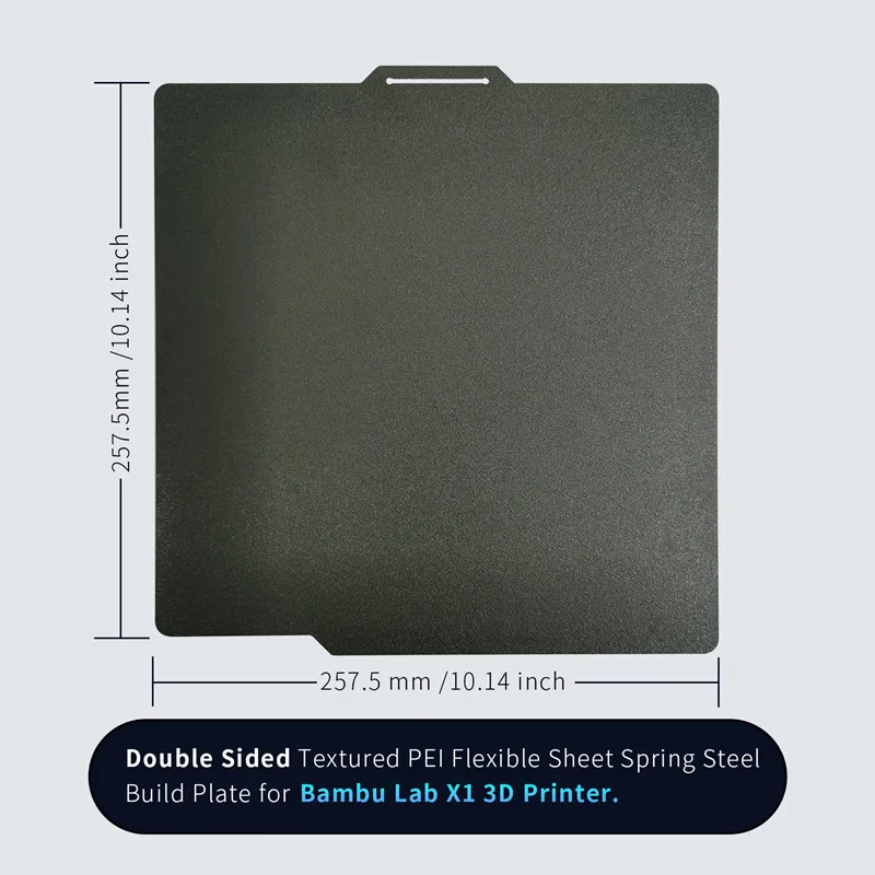 ENERGETIC Upgrade Bambu Lab X1 PEI Sheet 3D Printer Build Plate Double Sided Textured PEI Magnetic Steel Flex Bed 257x257mm