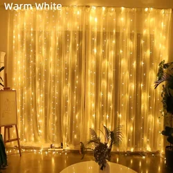 Enchanted LED Fairy Curtain Lights with Remote - 8 Mode USB String Lights for Indoor & Outdoor Decor (Warm White)