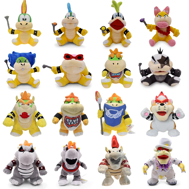 

Japanese Anime Maio Super Bros Bowser Koopa Koopalings JR Waluigi Wario Lemmy Morton Roy Wendy Iggy Ludwig Larry Plush Toys